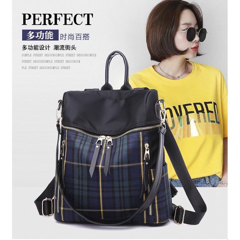 TAS RANSEL WANITA ANTI AIR TA348B5 ADALA BACKPACK HITAM PUNGGUNG IMPORT GENDONG KOREA SEKOLAH BATAM