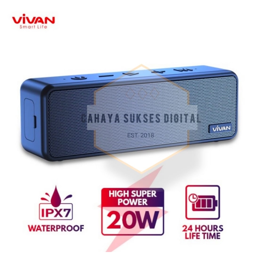 Speaker Bluetooth Vivan VS20 Waterproof IPX7 20W ULTRA BASS