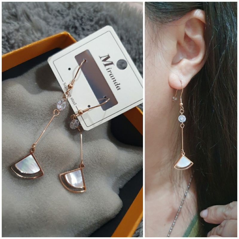 Anting Titanium asli rosegold Anti karat anti alergi Earring Stainless steel ori mata 0939