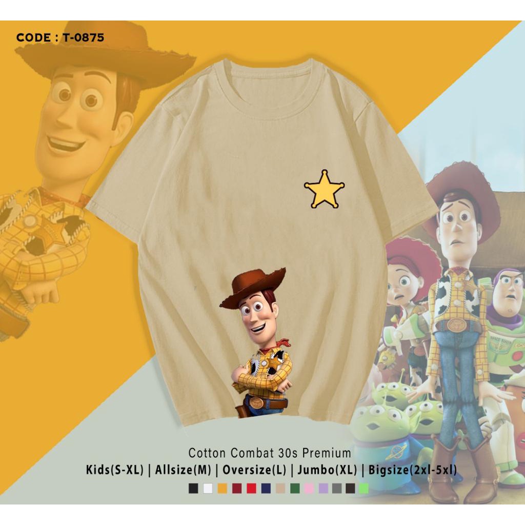 T-SHIRT / KAOS TY STORY / KARAKTER WOODY/ REAL PICTURE / TERIMA CUSTOM TEE DEWASA DAN ANAK-ANAK