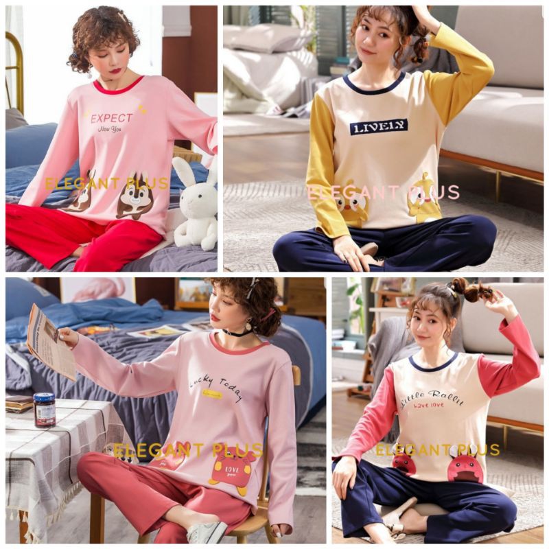 Piyama Wanita Lengan Panjang Baju tidur Cewek Pp Piyama Dewasa Import
