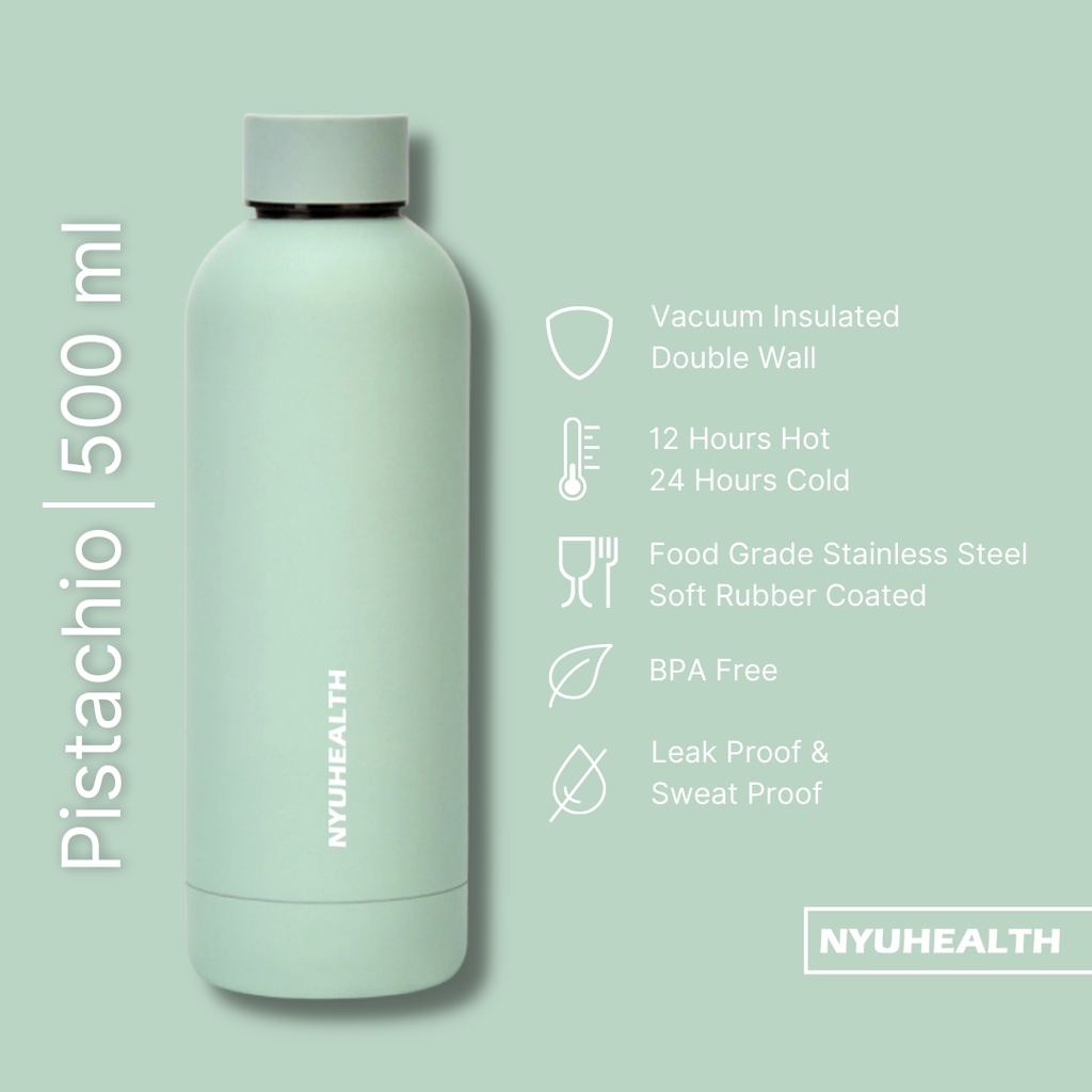 NYUHEALTH BOTOL MINUM VACUUM FLASK STAINLESS STEEL WARNA PISTACHIO 500 ML