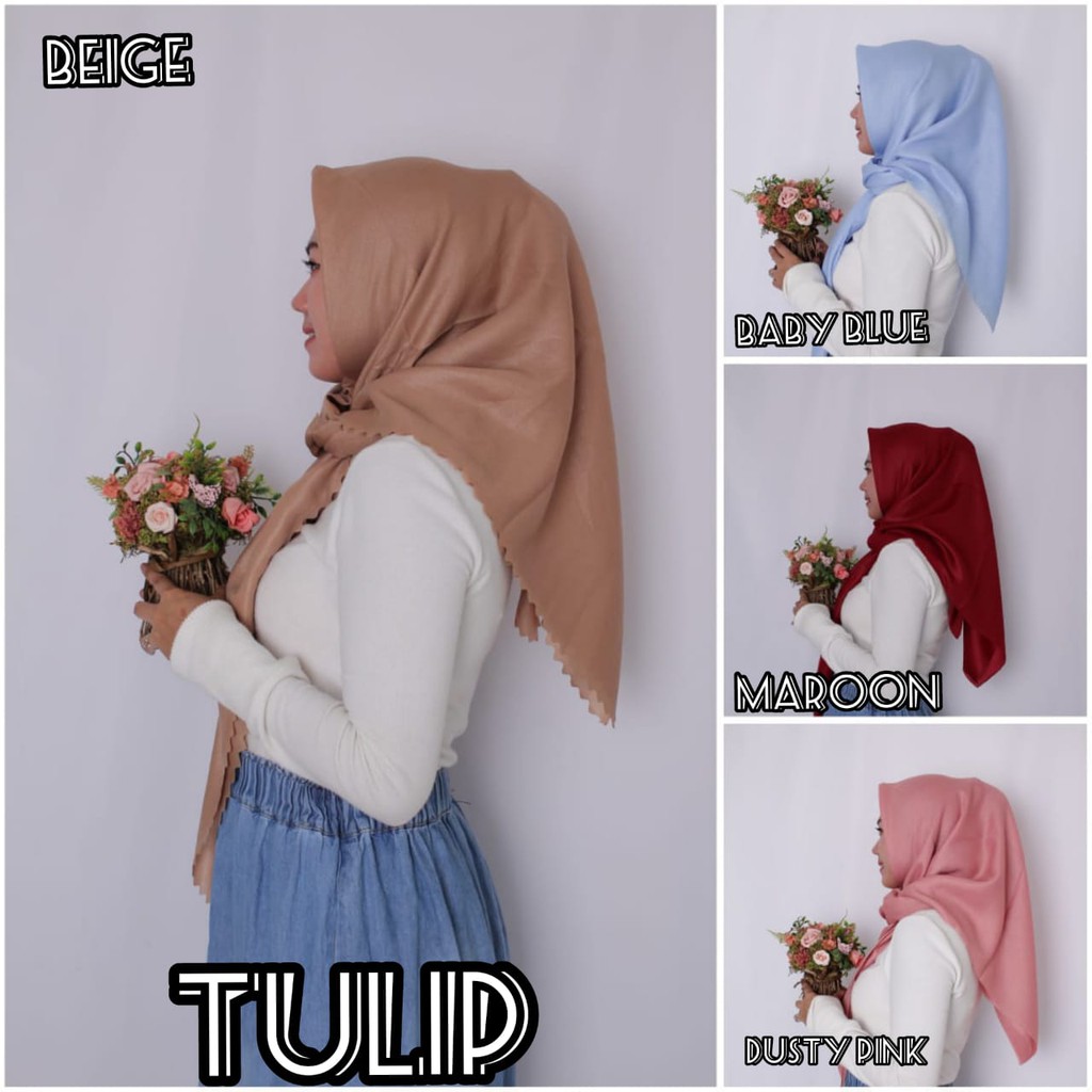 Jilbab Tulip Segiempat Lasercut II Shinar Glamour II Murah II Hijab Bandung