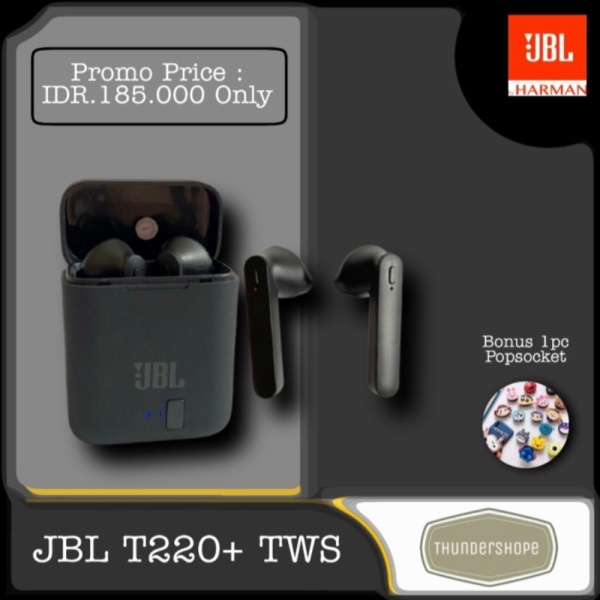 Promo HEADSET BLUETOOTH 5.0 JBL T220PLUS WIRELESS EARPHONE PUREBASS EARBUDS Berkualitas