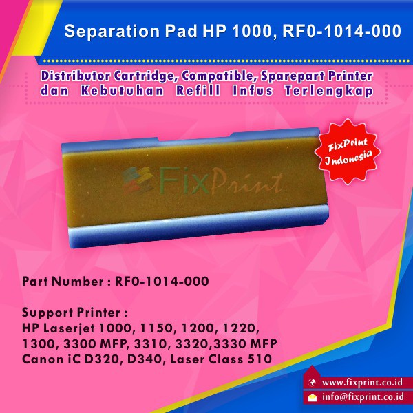 Separation Pad Printer HP Laserjet 1000 3330MFP - , Part Number RF0-1014-000 Murah