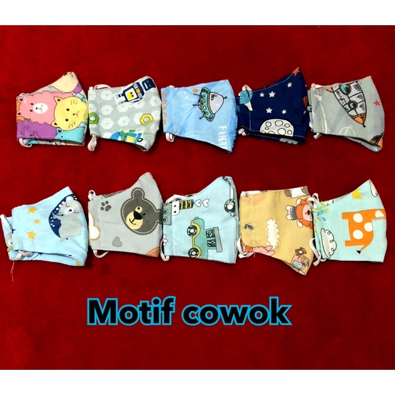 Masker Kain anak motif karakter Masker 2 ply Masker anak laki laki dan perempuan