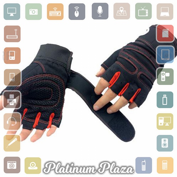 Sarung Tangan Motor Half Finger Gym - Size L - Black/Red`EVAGHB-