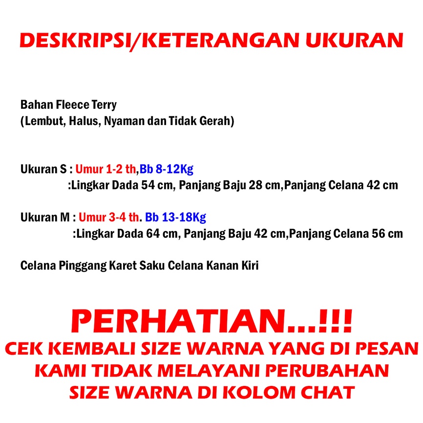 Setelan Baju Anak Saranghaeyo UNISEX 1-4 Tahun Cewek Cowok,TM0008B terbaru dan termurah Bahan Fleece Terry