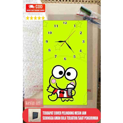 Jam Dinding Minimalis Modern Mewah Karakter Keroppi Serba Serbi Hadiah Kado Anak Murah Lucu Unik Terbaru Artistik