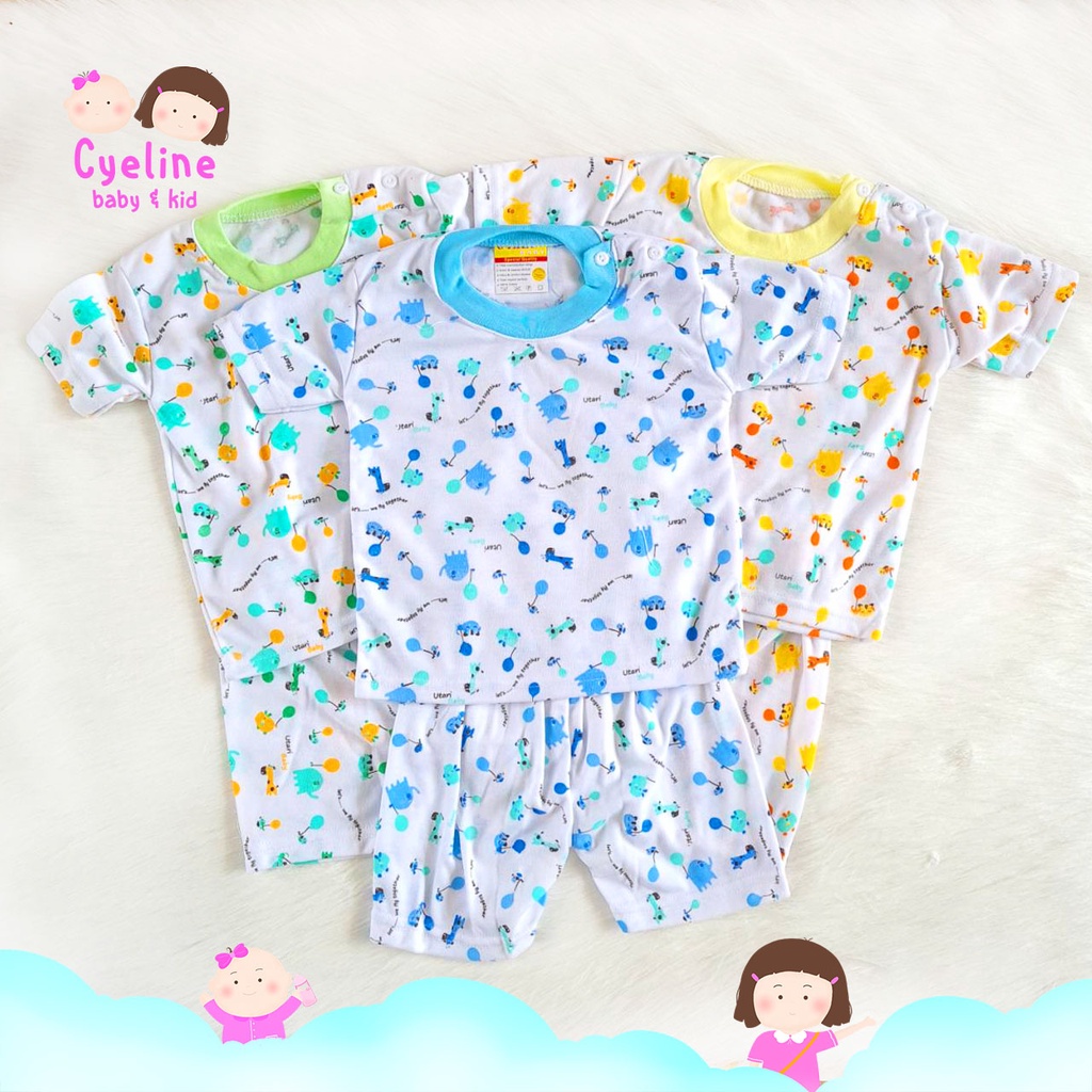 [Cyeline] Stelan Setelan Baju Bayi Laki-Laki Umur 0 - 6 bulan Warna RANDOM