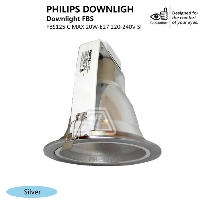 PHILIPS Kap Lampu FBS125 C MAX 20W E27 220 240V SILVER