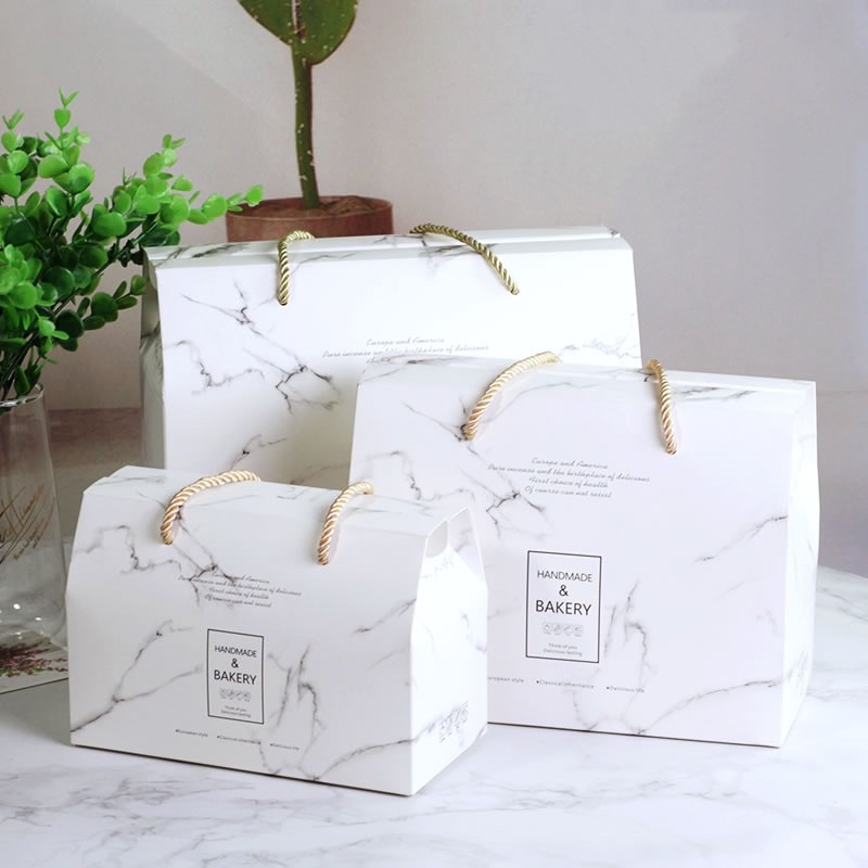 

Kotak Hadiah/ Gift Box Hampers Bakery Marble Putih Mewah/Tas Kue Kering Nastar