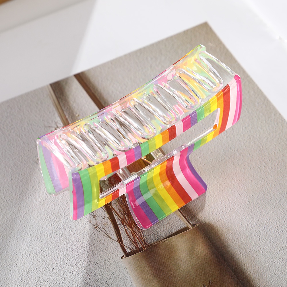 Korean Ins Rainbow Square Hair Clips for Women Fashion Hair Clamps Wild Hairpin Girls Hair Accessories