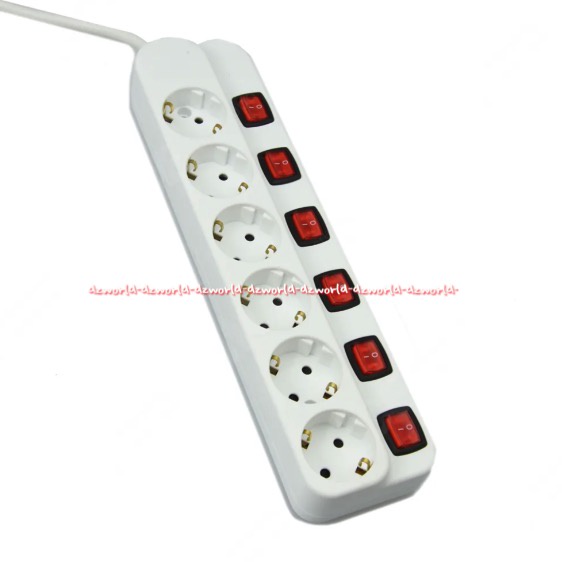 Krisbow Stop Kontak 6 Putih Colokan Kabel Socket Dengan Tombol On Off Ekstensi Kabel Sambung Putih Dengan Stop Kontak Masing-Masing Colokan 6Lubang White Soket With Switch On Off