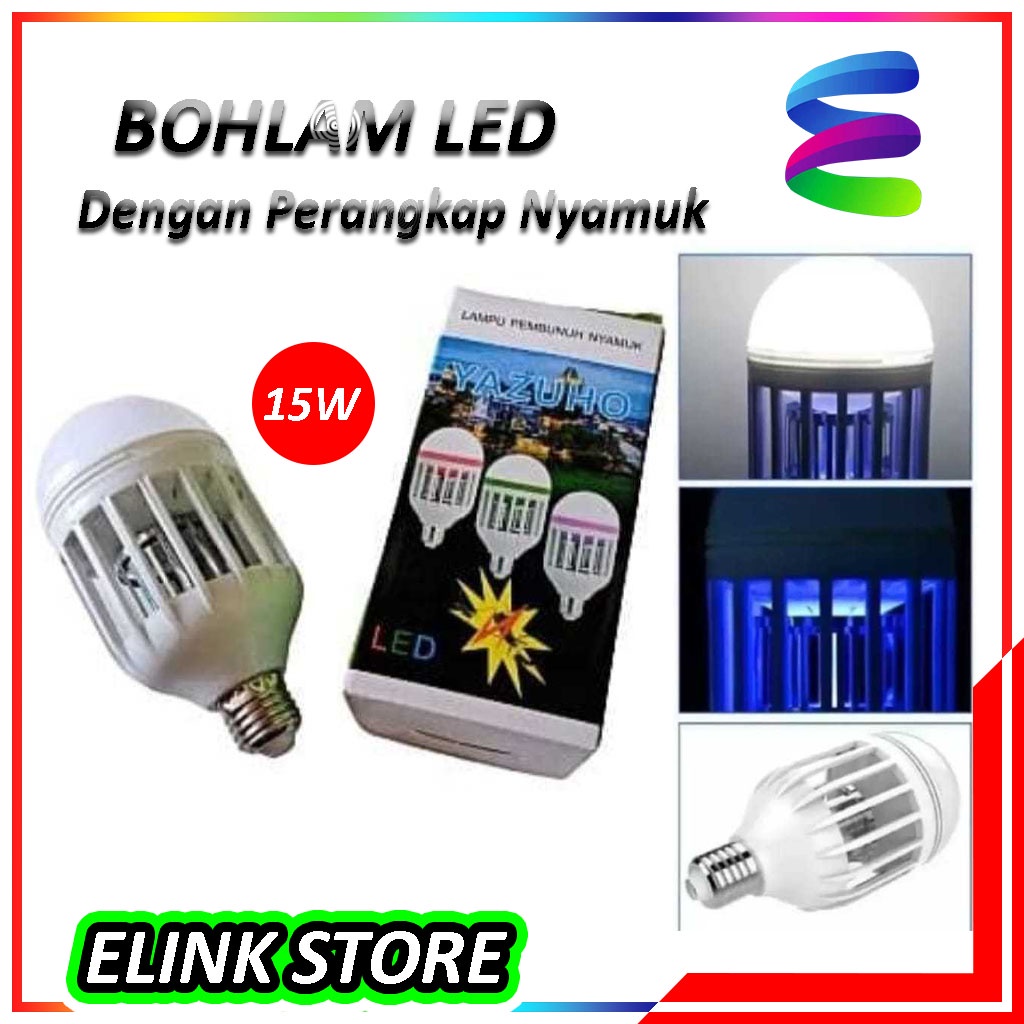 Lampu UV Perangkap Nyamuk + Lampu LED 2 IN 1 Bohlam Lampu 2 In 1 LED Pure 15Watt + Perangkap Anti Nyamuk