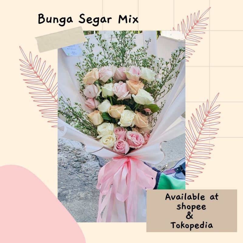 BUKET BUNGA MAWAR ASLI - BUKET BUNGA SEGAR -  FRESH FLOWER 20 TANGKAI - BUKET BUNGA BESAR