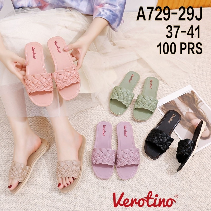 Sandal Jelly Slop Verotino A729 Sandal Slop Karet Motif Anyam Terbaru