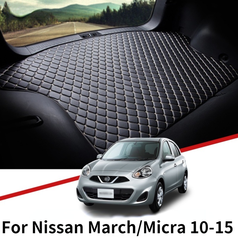 Matras Bagasi Mobil Bahan Kulit Untuk Nissan March / Micra K13 2010 2011 2012 2013 2014 2015