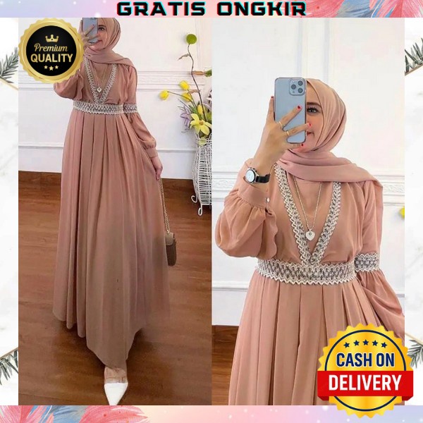 Baju Gamis Bju Muslimah Gamis Lebaran Import Premium Mewah Dres Syari Wanita Remaja Baju Muslim Mode