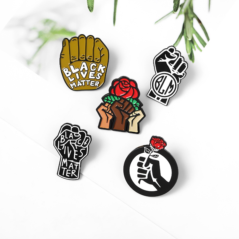 Blm Bros Pin Enamel Desain Kepalan Tangan Black Lives Matter Pasang Kerah Kemejatas