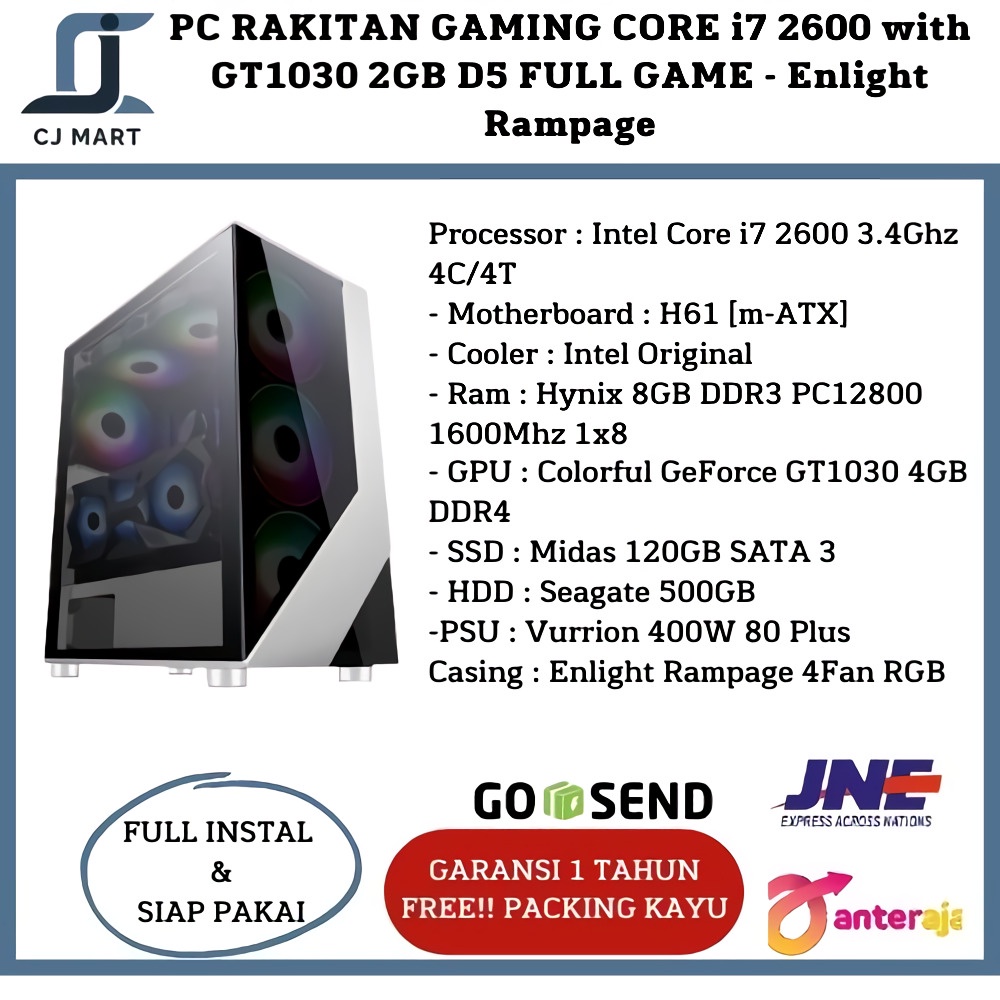 CPU / PC RAKITAN GAMING CORE i7 2600 with GT1030 2GB D5 FULL GAME - Enlight Rampage