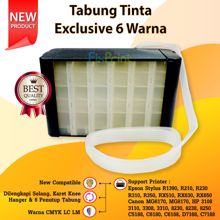 Tabung Infus Box Hitam 6 Warna Tabung Printer Exclusive 6 Sekat 100ml