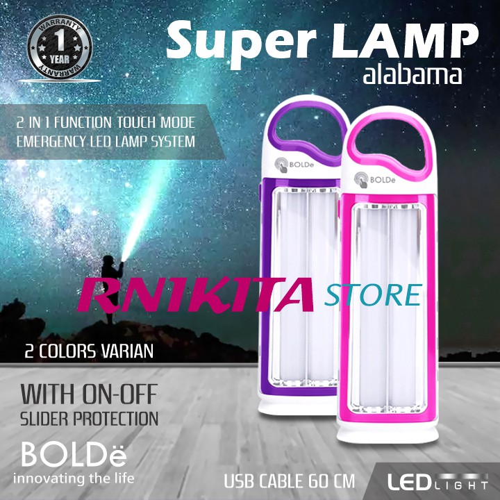 SUPER LAMP BOLDe 2 IN 1 ALABAMA - Lampu Emergency LED - USB Rechargeable