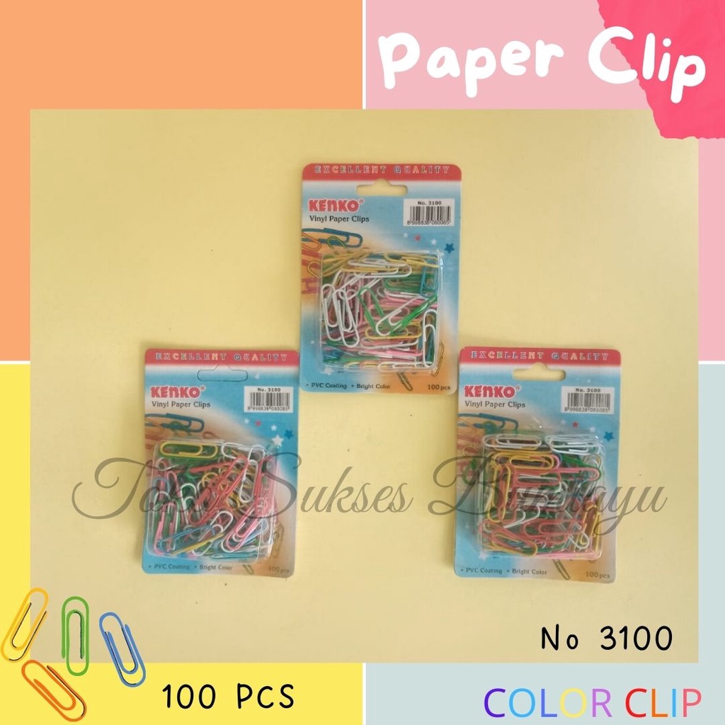 

Kenko Paper Clip Warna Warni No. 3100 / PAPER CLIP / PAPER CLIP WARNA / PENJEPIT KERTAS