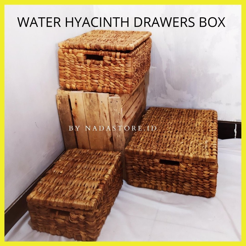 Nadastore -  Keranjang Anyaman / Laci / Tempat Penyimpanan / Water Hyacinth Rectangular Storage