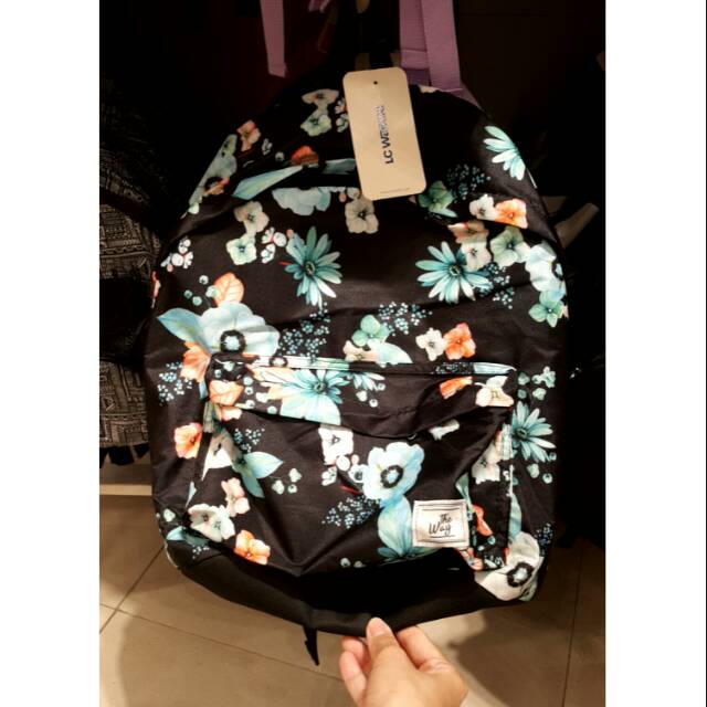 LC WAIKIKI BAG BACKPACK BLUE FLOWER BLACK. Tas ransel lc waikiki surabaya murah&lengkap