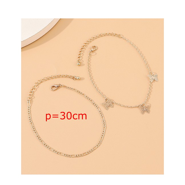 LRC Gelang Kaki Fashion Golden Little Butterfly Alloy Hollow Y64458