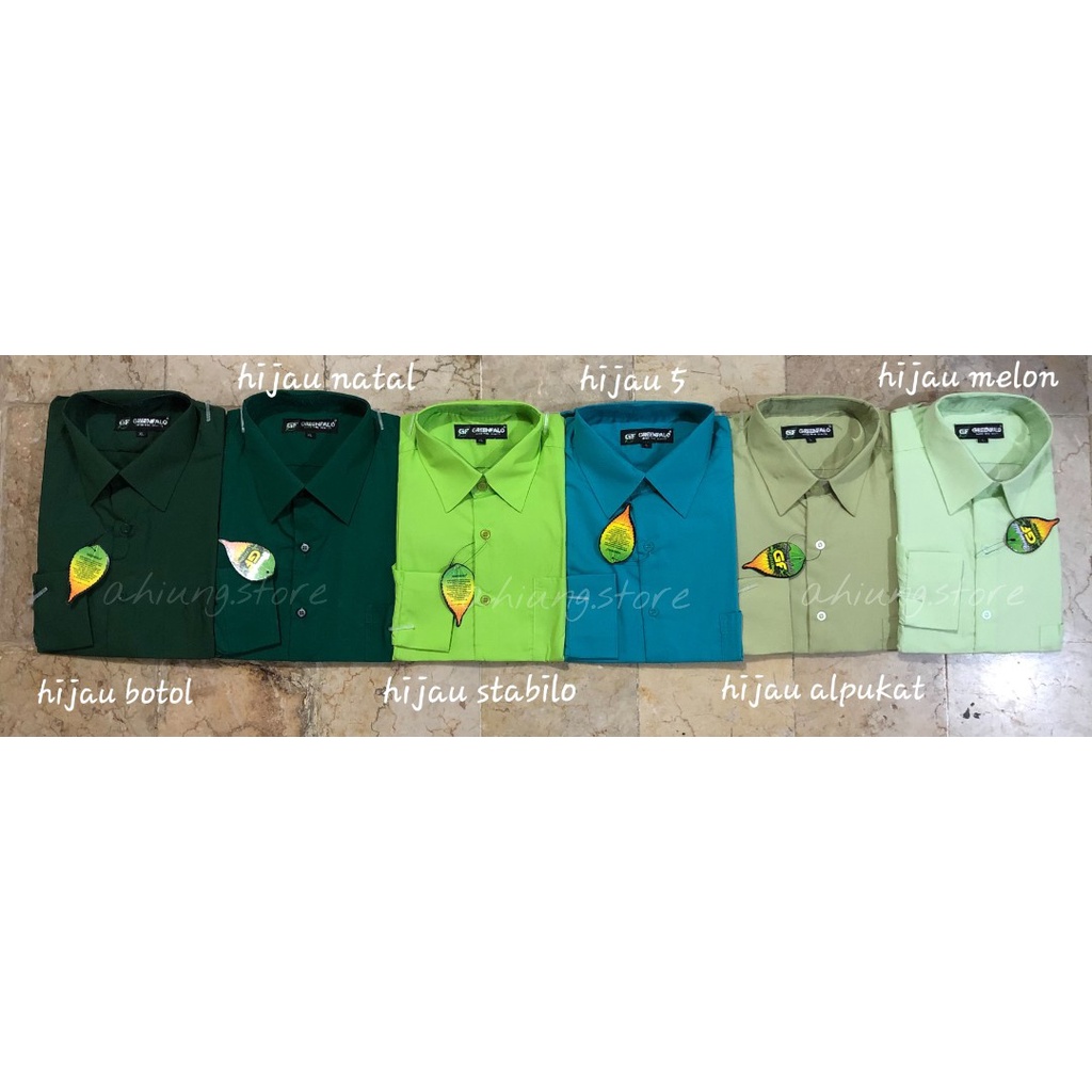 KEMEJA PRIA GREENFALO - KEMEJA POLOS LENGAN PANJANG PRIA WARNA HIJAU BOTOL / HIJAU NATAL / HIJAU 5 / HIJAU STABILO / HIJAU MELON / HIJAU ALPUKAT / HIJAU MINT