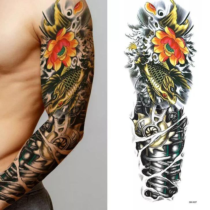 ✱ tatto temporer full tangan ikan koi kombinasi otomotip tahan lama waterfroop ♨