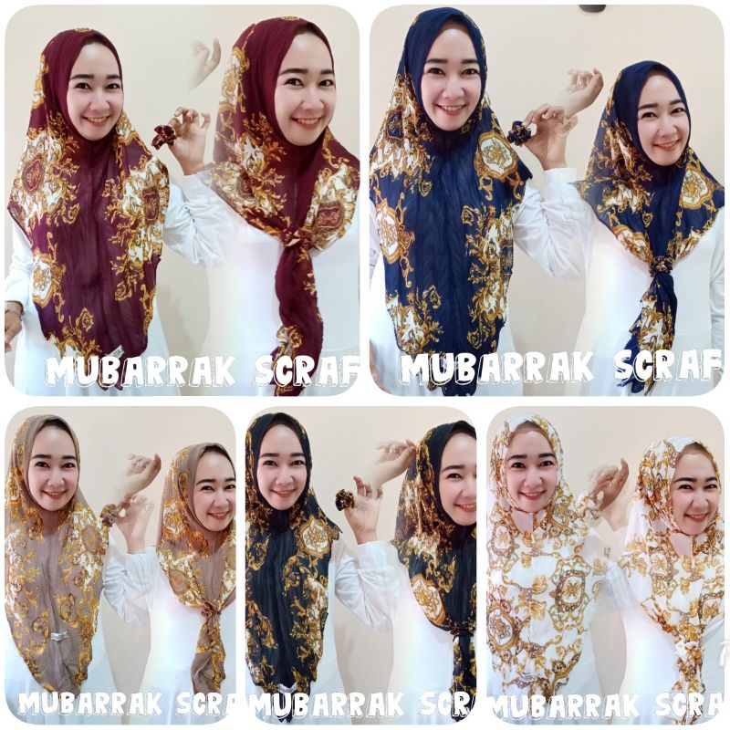 Hijab Plisket Bergo Motif Sultan - Hijab Plisket motif 2in1