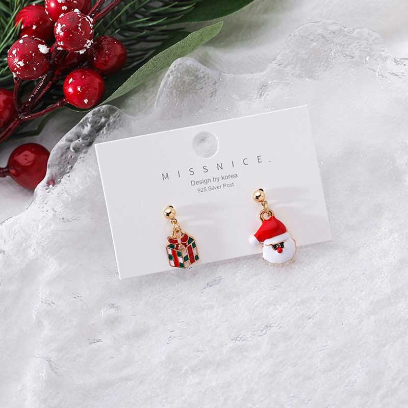 XiaoboACC Anting Tusuk Sterling Silver 925 Model Lonceng / Kaos Kaki Natal Untuk Wanita