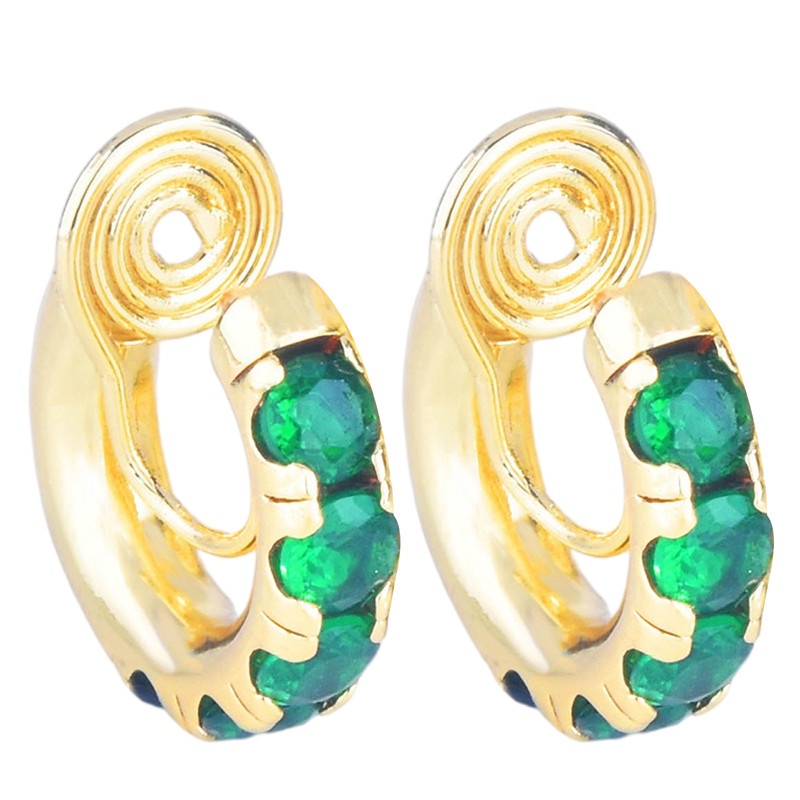 Anting Klip Desain Unik Bentuk Geometri Hias Cubic Zirconia AAA Untuk Wanita