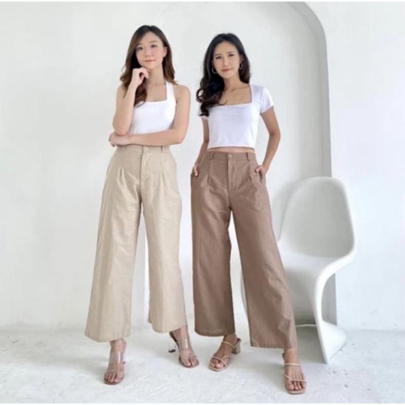 CULOTTES PANTS CELANA KULOT WANITA IMPORT PREMIUM LINEN