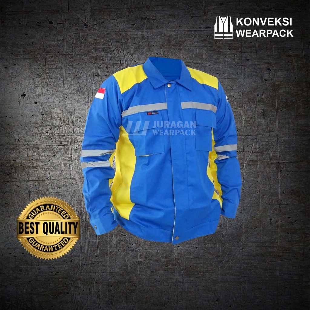 Wearpack Safety Atasan Model Ultimate Warna Biru Benhur Kombinasi Kuning