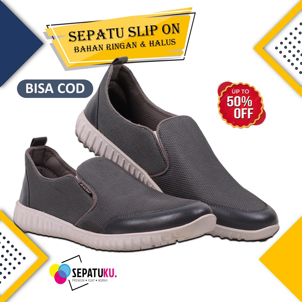 Sepatu Slip On Casual Pria Keren Sepatu Olahraga Sport Running Pria Murah Spatu Slip On Cowok Pria Spatu Original 100% - Frieza-2
