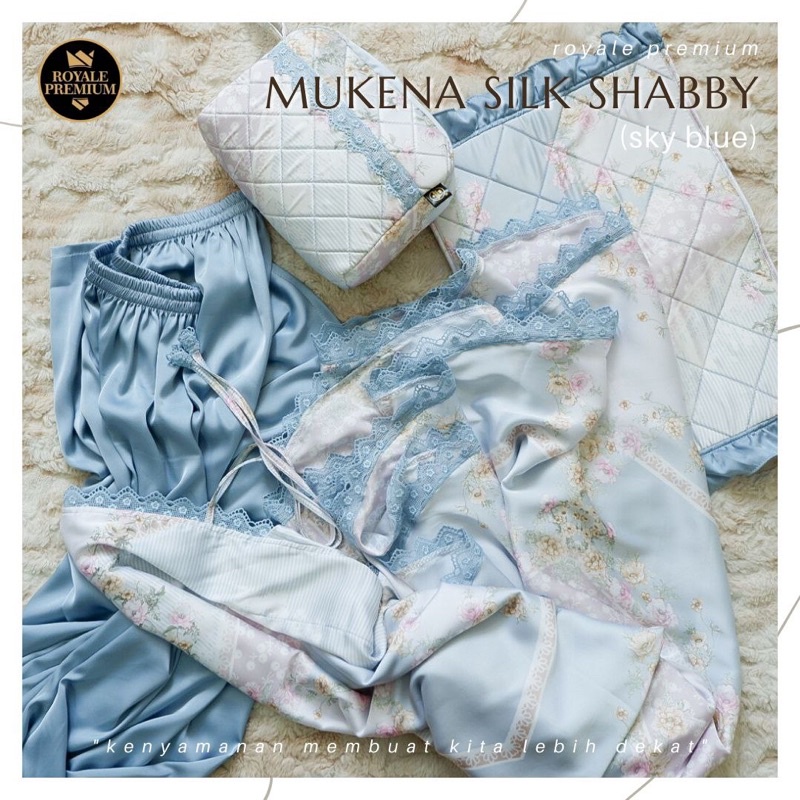 Mukena Silk Shabby Royale Premium - Sky Blue