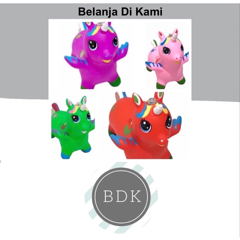 Jumping Unicorn Kuda Kudaan Karet Musik & Lampu Warna Warni