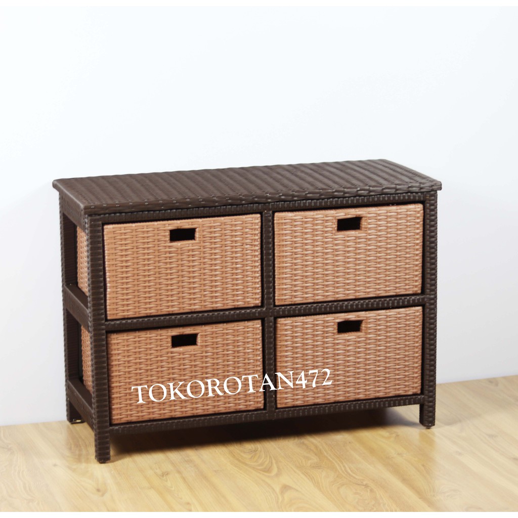 Lemari Laci 4 Rotan Sintetis