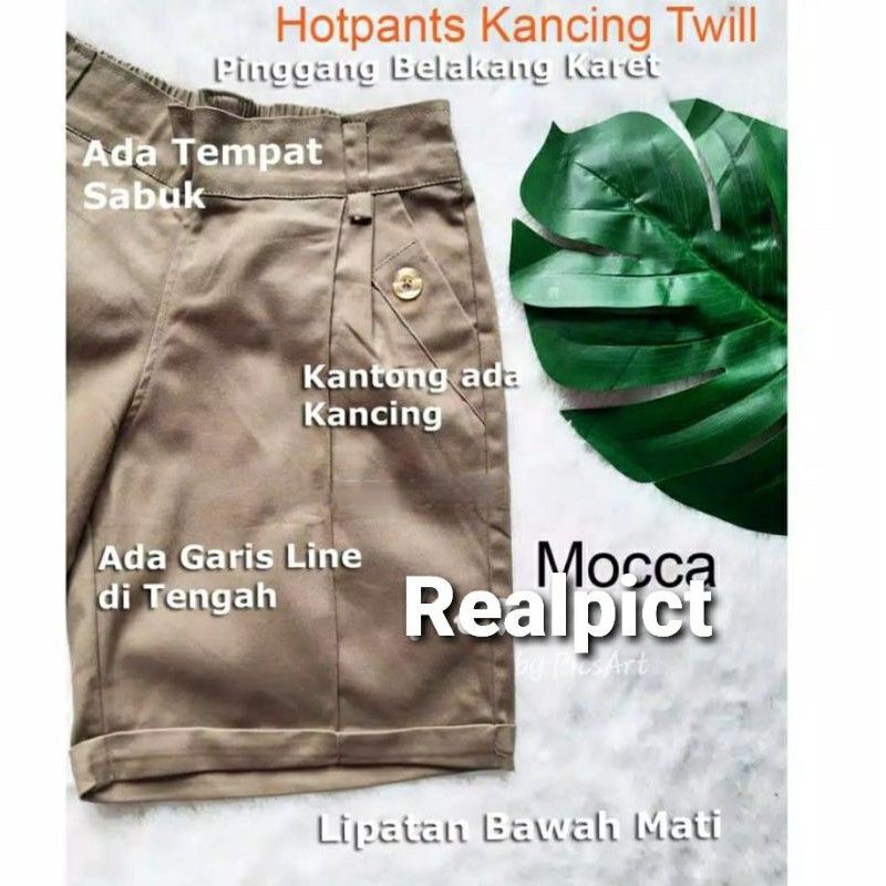 0HOTPANTS KANCING TWILL / CELANA PENDEK KANCING TWILL