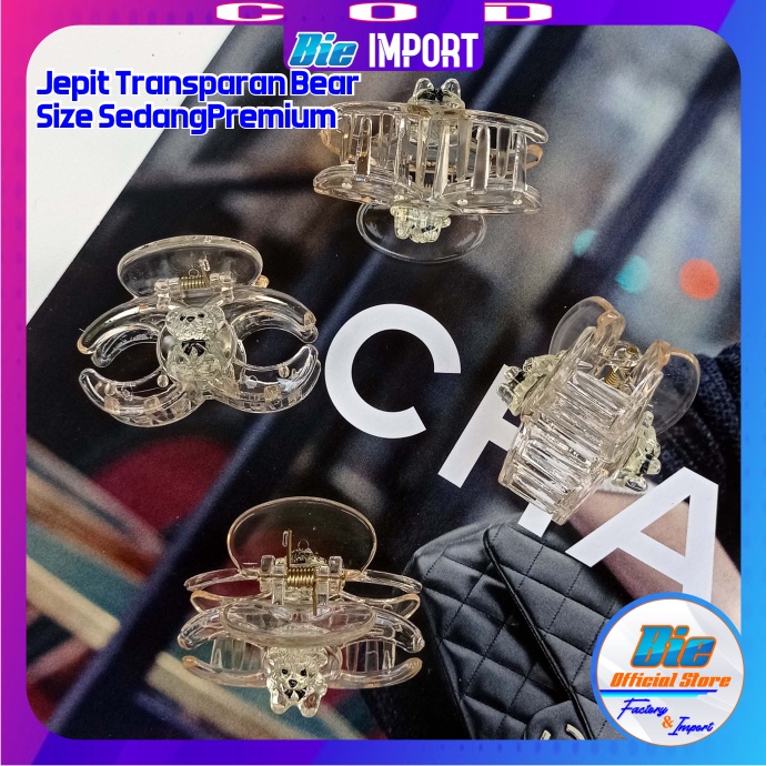 Jepit Korea Premium Transparan Karakter Bear Impor Best Seller