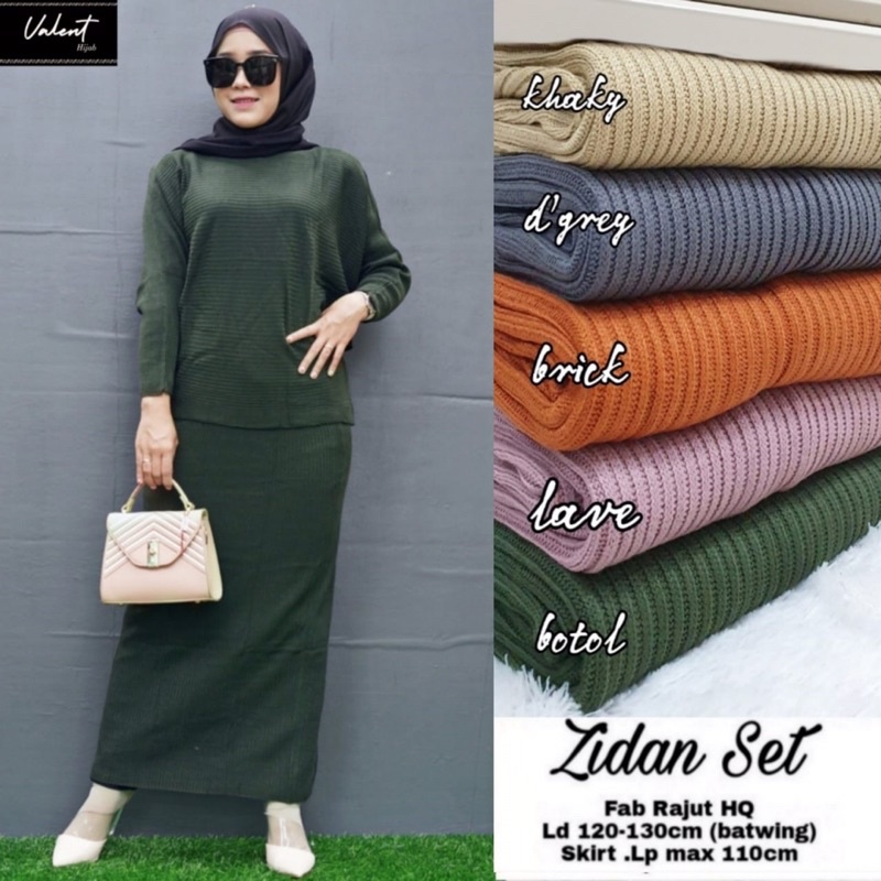 Baju wanita lengan panjang set motif rajut