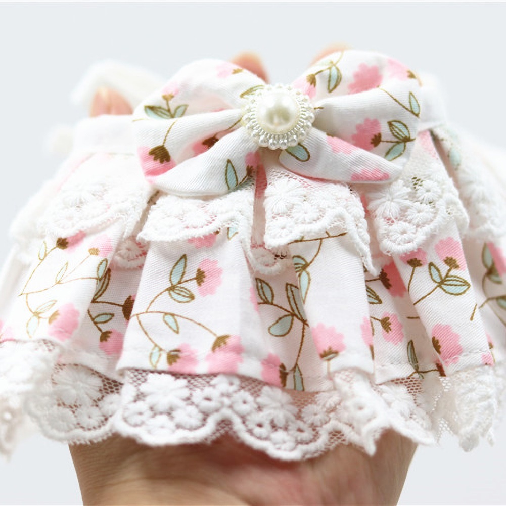 [Jianxin] Pet Dog Cats Puppy Lace Bowknot Floral Print Collar Bib Necklace Neck Strap