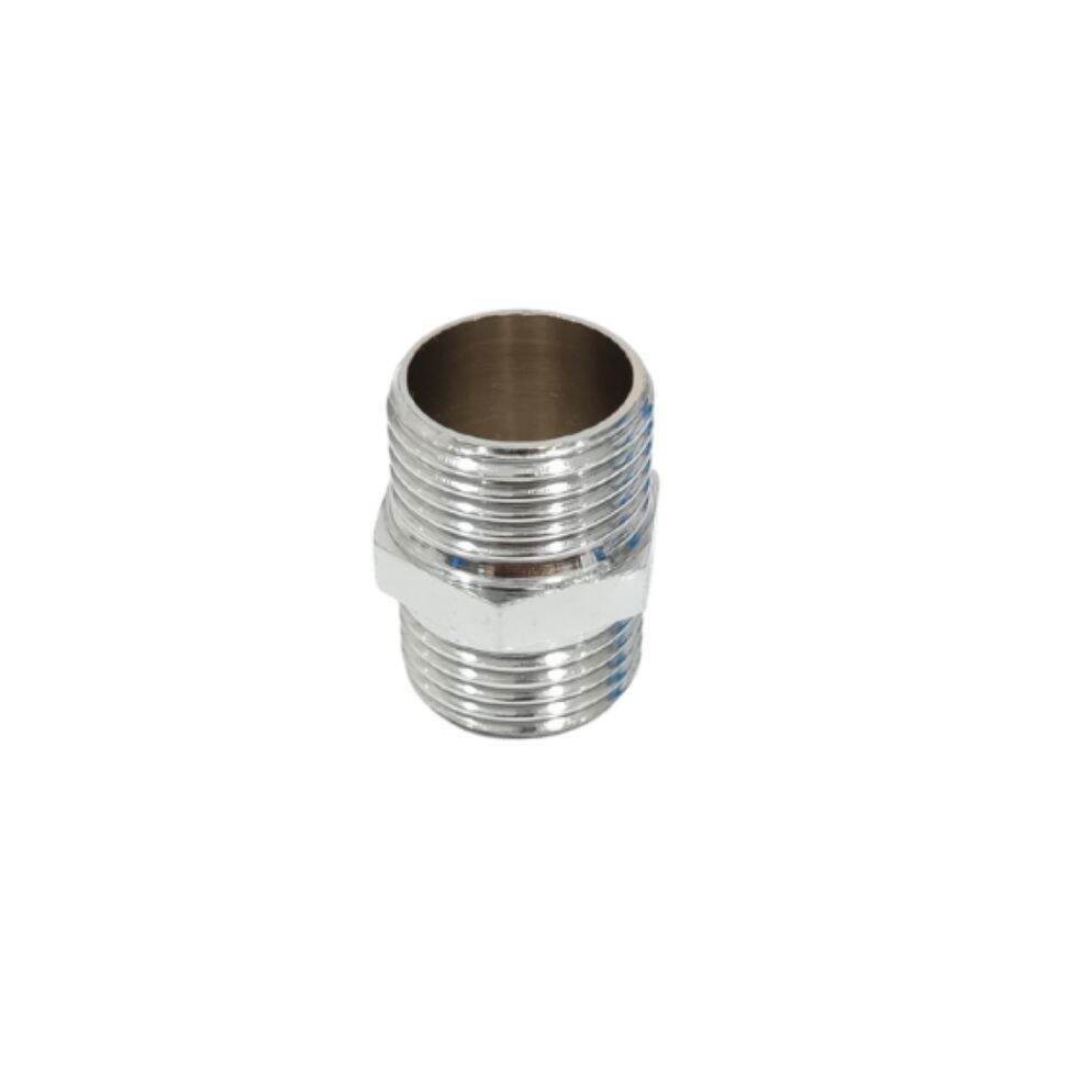 Double nepel 1/2&quot; (Inch) KUNINGAN DI CHROME DRAT LUAR (G7194)