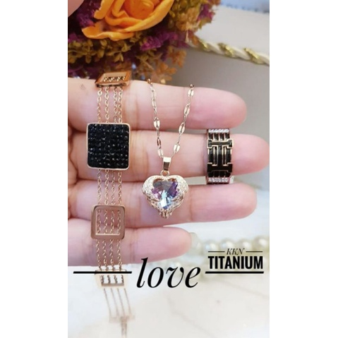 TiTanium set gelang kalung dan cincin y456