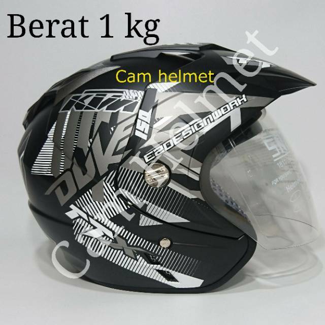  Helm  2 kaca  double visor  DMN Duke Black doff abu 