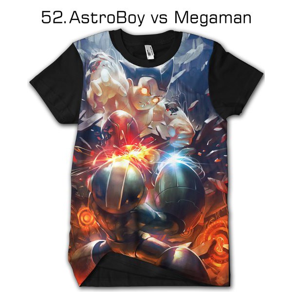 Kaos Keren kaos 3d anime superhero Astroboy Vs Megaman - 52 Tshirt Dewasa Cowok Cewek Baju Anak kids